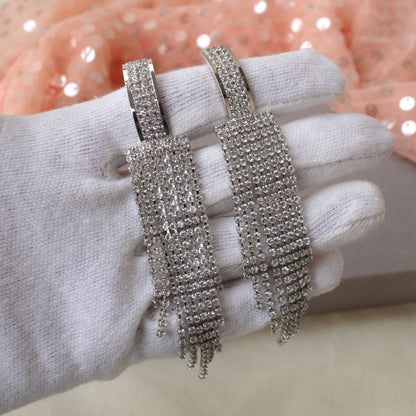 Silver Diamonds Long Yet Lightweight Earrings