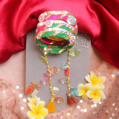 Designer Kundan Bhaiya-Bhabhi Rakhi with Lumba Bracelet
