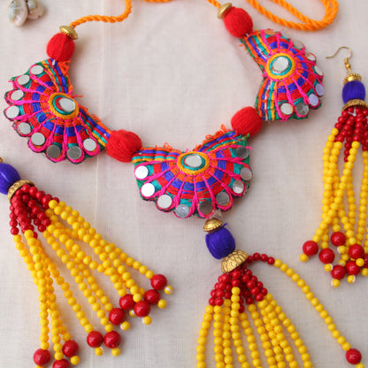 Pink & Yellow Amazing Design Necklace Set