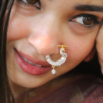 Two-Tone CZ Diamond Non-Piercing Press-On Nath