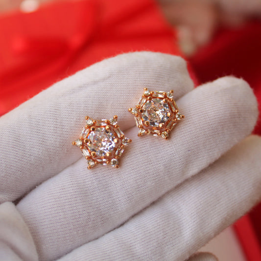 Rose Gold Sparkling Diamonds Studs