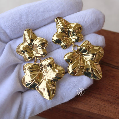 Golden Leaf Design Earrings