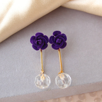 Indigo Flower Design Convertible Earrings