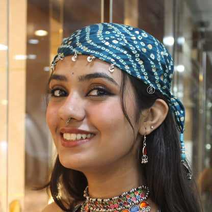 Blue Bandhani Print Bandana with Pretty Detailing