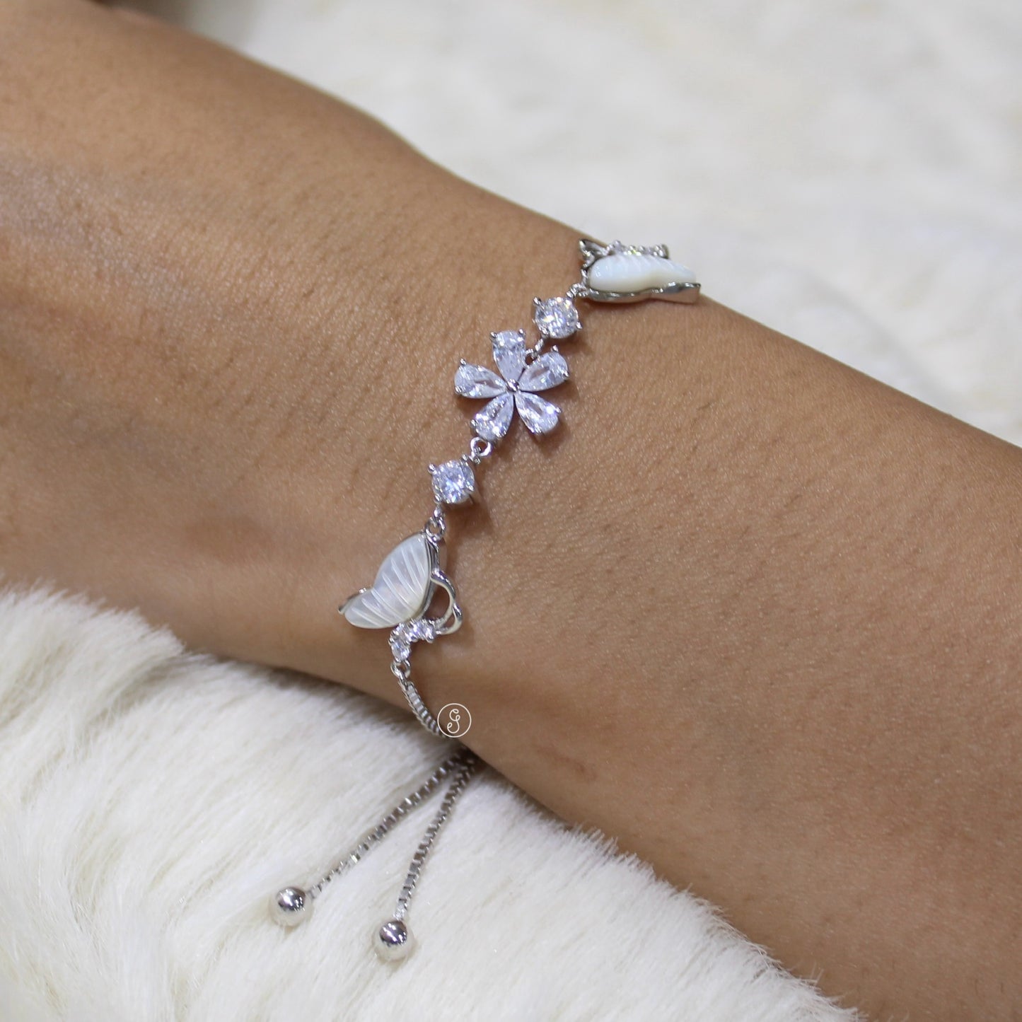 Butterfly Bloom 92.5 Pure Silver Adjustable Bracelet