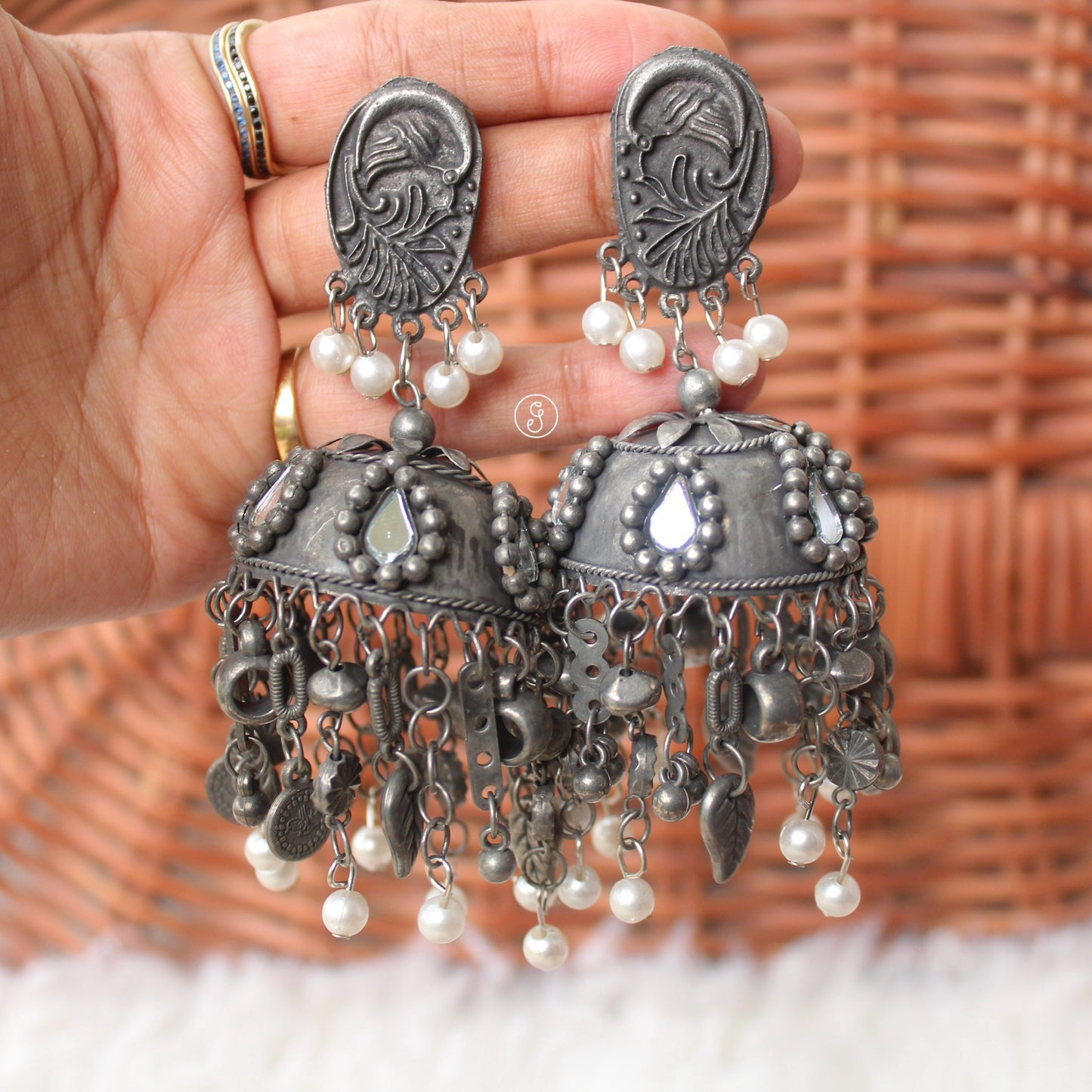 Oxidised Black Full of Charms Jhumki