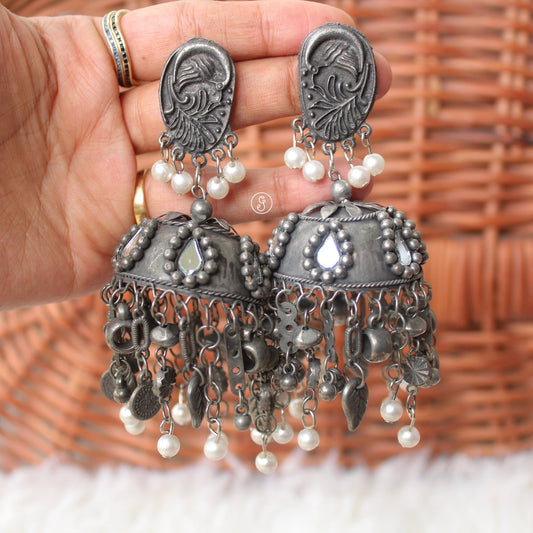 Oxidised Black Full of Charms Jhumki