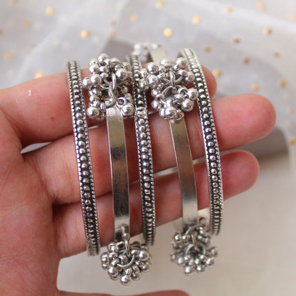 Oxidised Silver Set of 5 Bangles (Size 2.2-2.4)