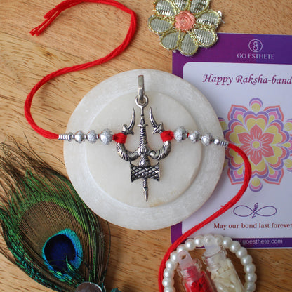 92.5 Sterling Silver Trishul Pendant Rakhi