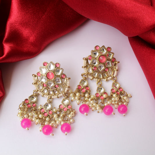 Blooming Hot Pink Ethnic Earrings