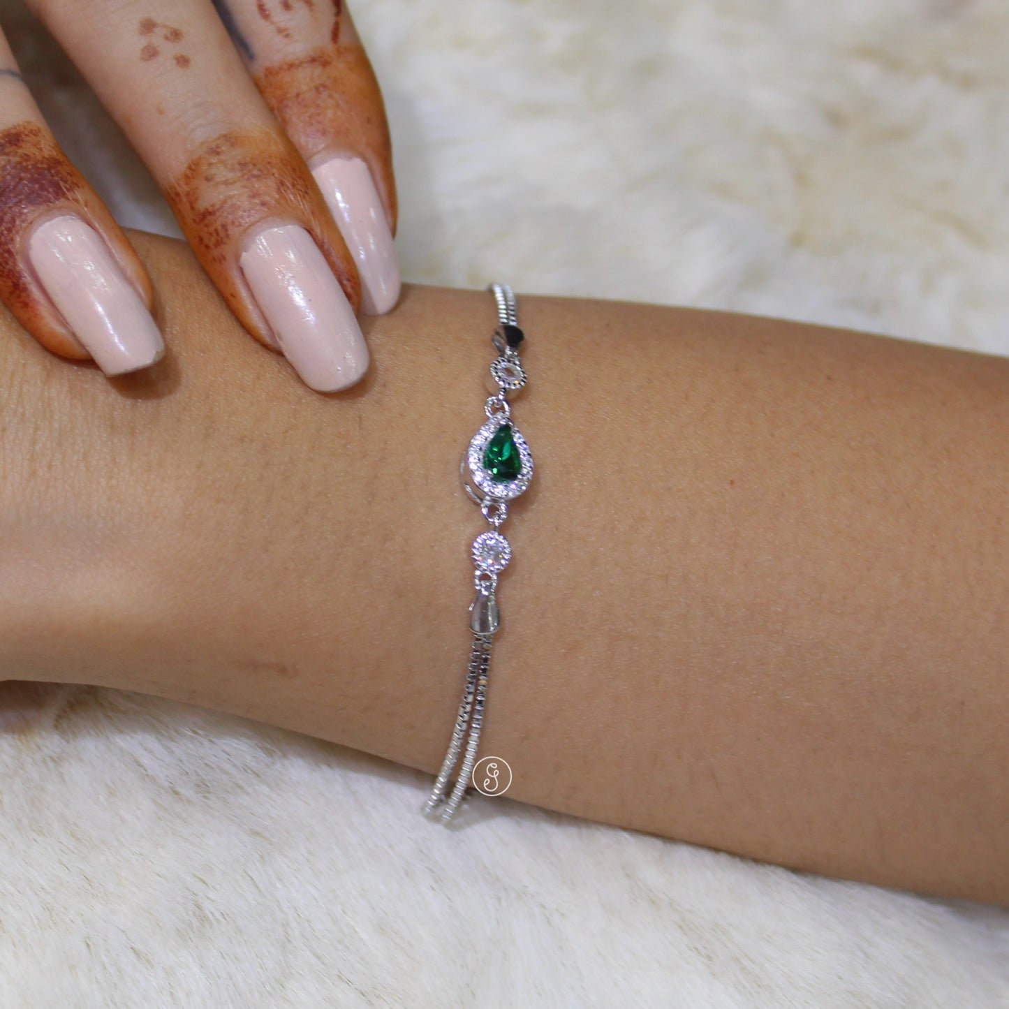 Emerald Drop 92.5 Sterling Silver Bracelet