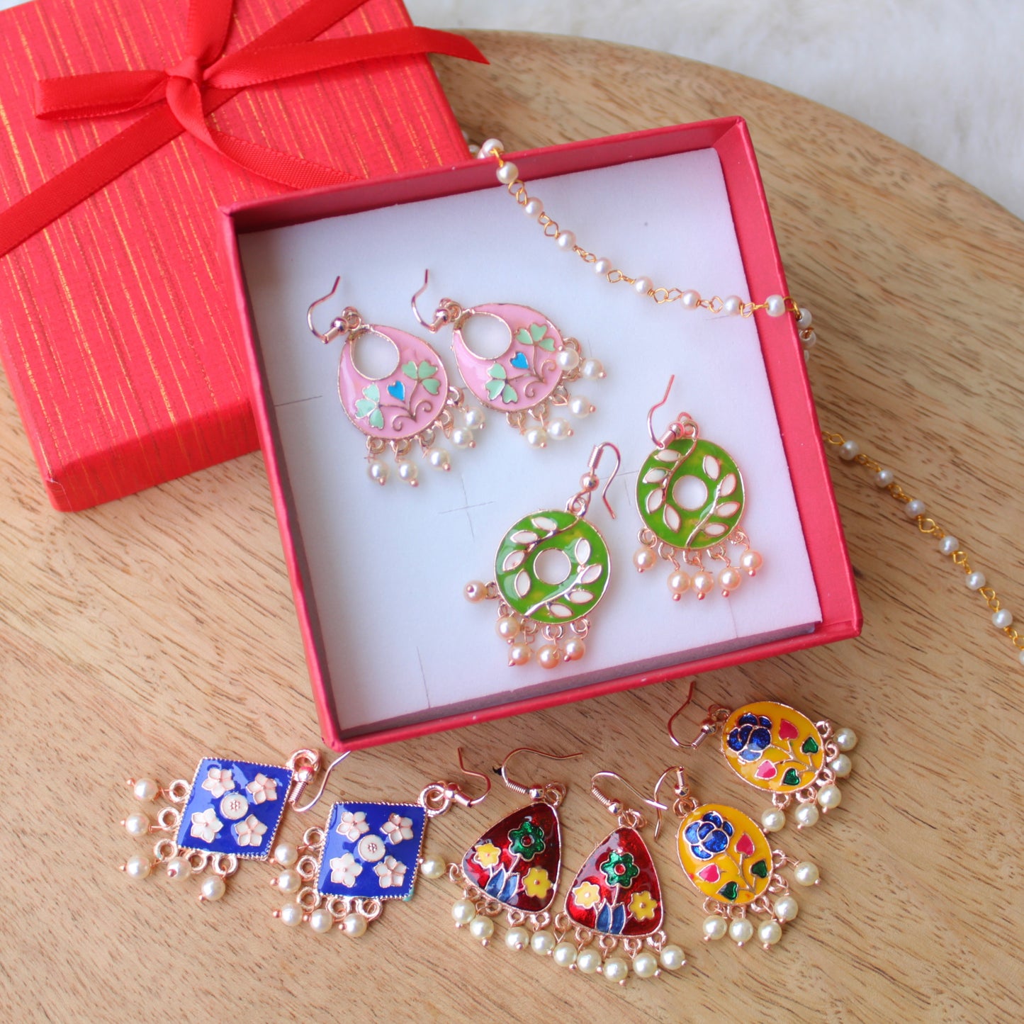 Combo of 5 Mini Meenakari Earrings