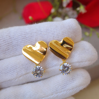Lovely Golden Heart Stud Earrings