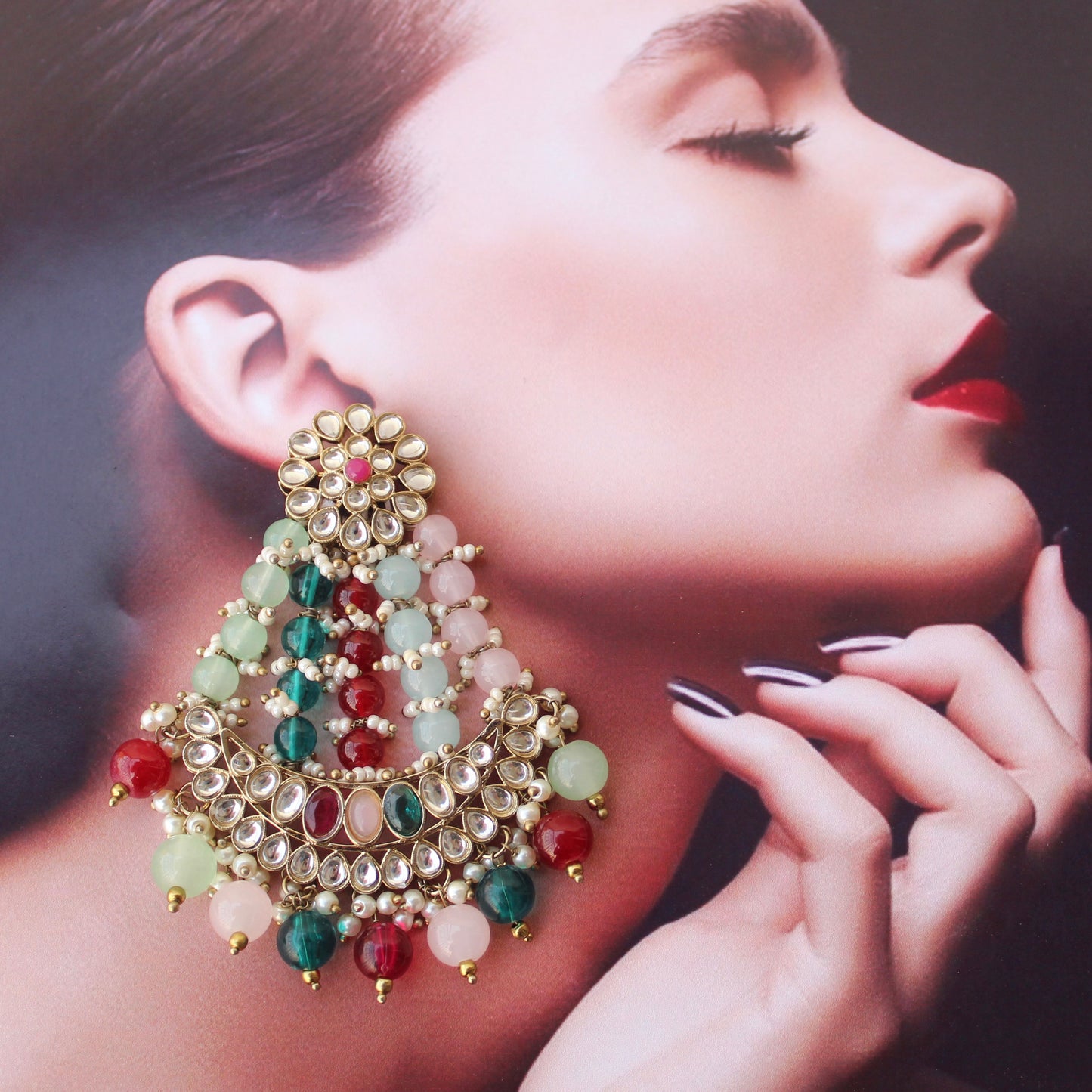 Fabulous Multicolour Chandbali Earrings