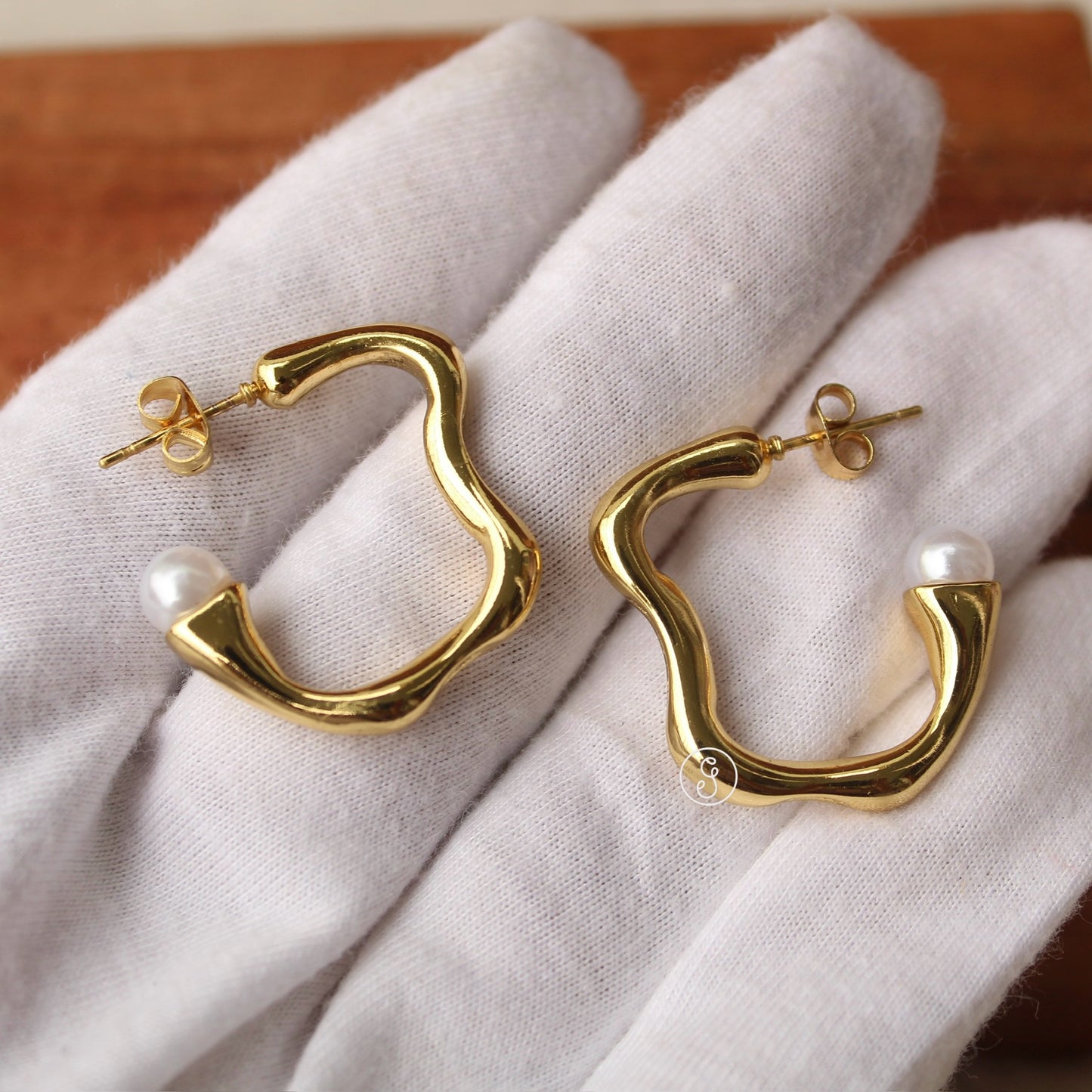 Golden Anti-Tarnish Statement Hoops