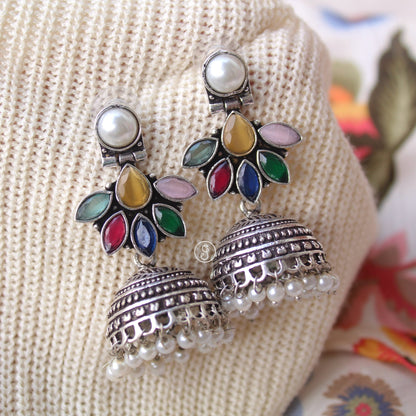 Classic Design Multicolour Oxidised Jhumki