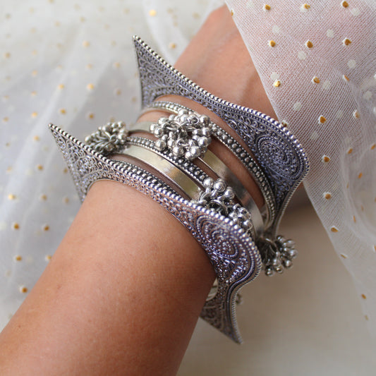 Oxidised Silver Set of Bangles (Size 2.4-2.6)