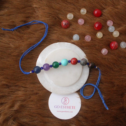 7 Chakra Semi Precious Natural Gemstone Beads Rakhi