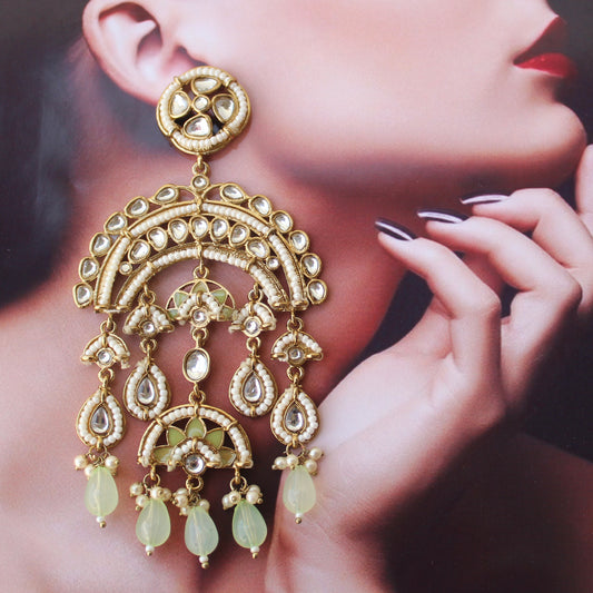 Celebrity Inspired Long Kundan Work Earrings