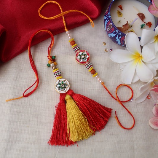 Kundan & Meenakari Bhai-Bhabhi Rakhi pair