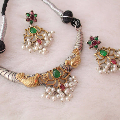 Classic Dual Colour Tone Brass Choker Set