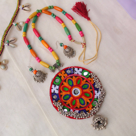 Colourful Handcrafted Gujarati Necklace Set