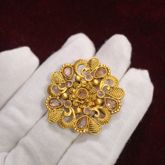 Large Size Golden Ethnic Ring