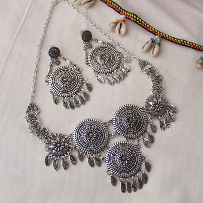 Stunning Design Oxidised Silver Necklace Set