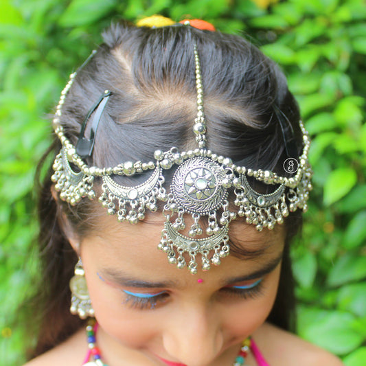 Charming Oxidised Silver Damini Tika
