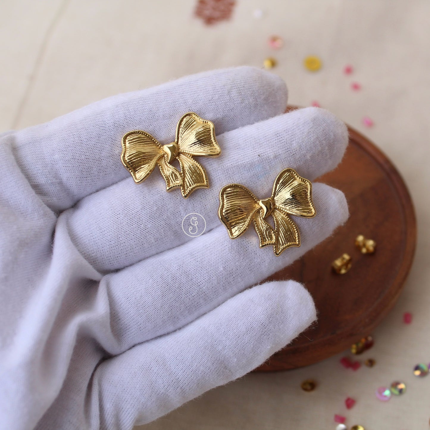 Pretty Golden Bow Anti-Tarnish Studs