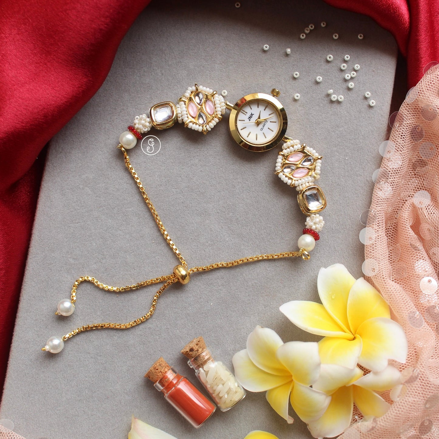 Kundan Bhaiya-Bhabhi Rakhi with Watch Bracelet