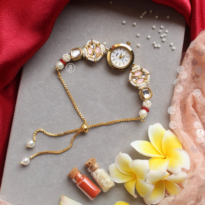 Kundan Bhaiya-Bhabhi Rakhi with Watch Bracelet