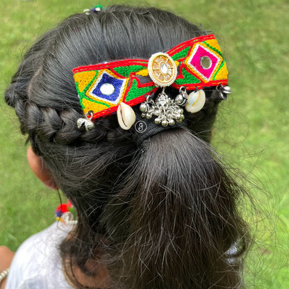 Colourful Kutch Embroidered Bow Hair Clip