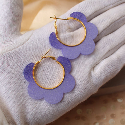 Lovely Lavender Floral Design Hoops