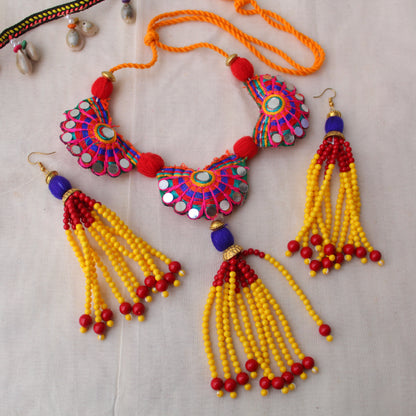 Pink & Yellow Amazing Design Necklace Set