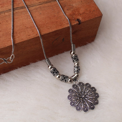 Combo set of 5 Oxidised Silver Chain Necklaces