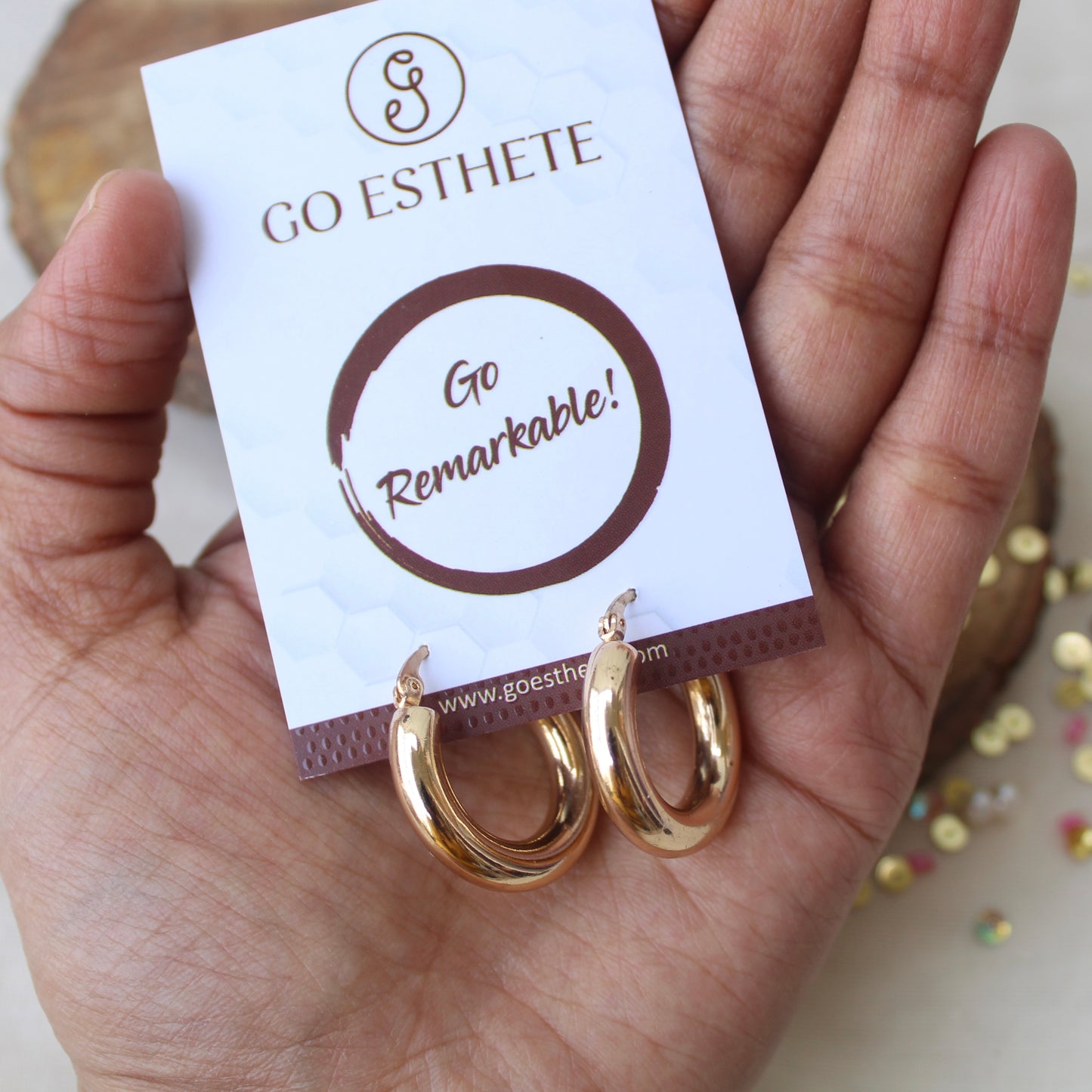 Classic Golden Anti-Tarnish Hoops Earrings