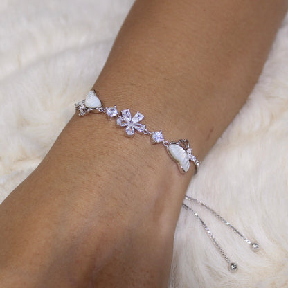 Butterfly Bloom 92.5 Pure Silver Adjustable Bracelet