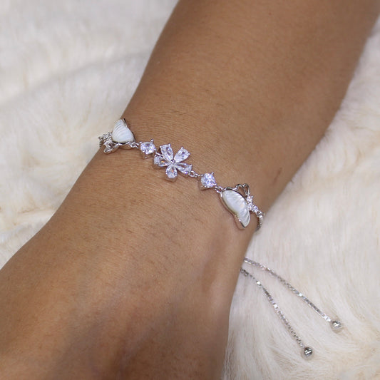 Butterfly Bloom 92.5 Pure Silver Adjustable Bracelet