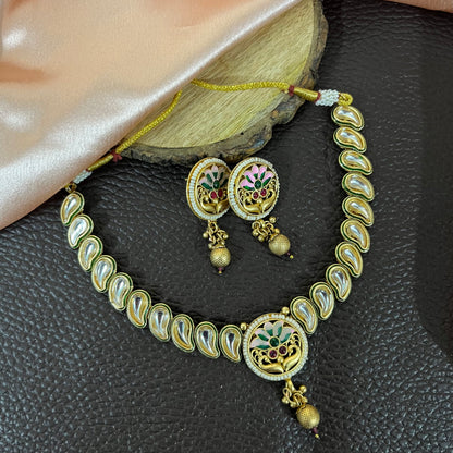 Elegant Gold Plated Brass Necklace Set