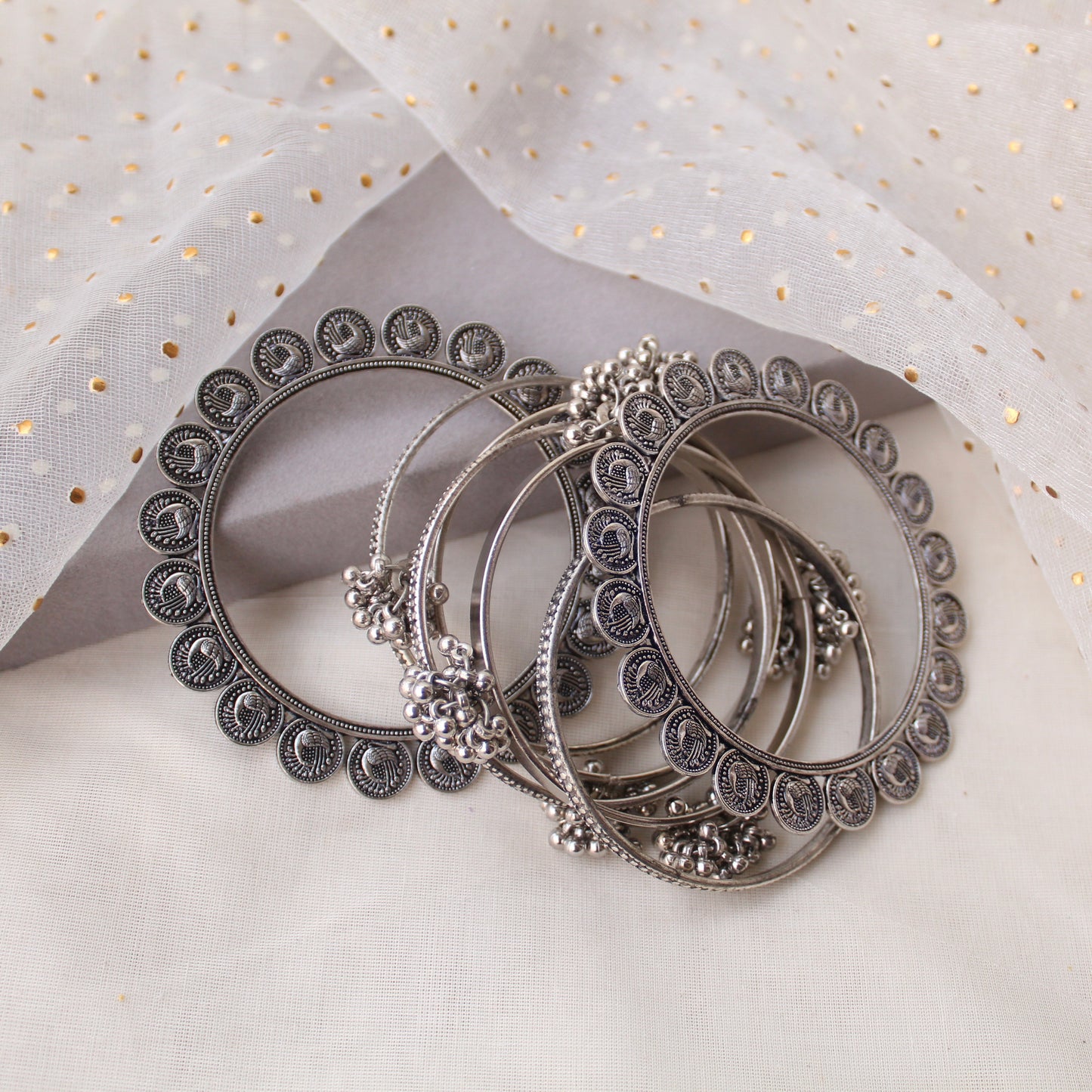 Oxidised Silver Set of Bangles (Size 2.6-2.8)