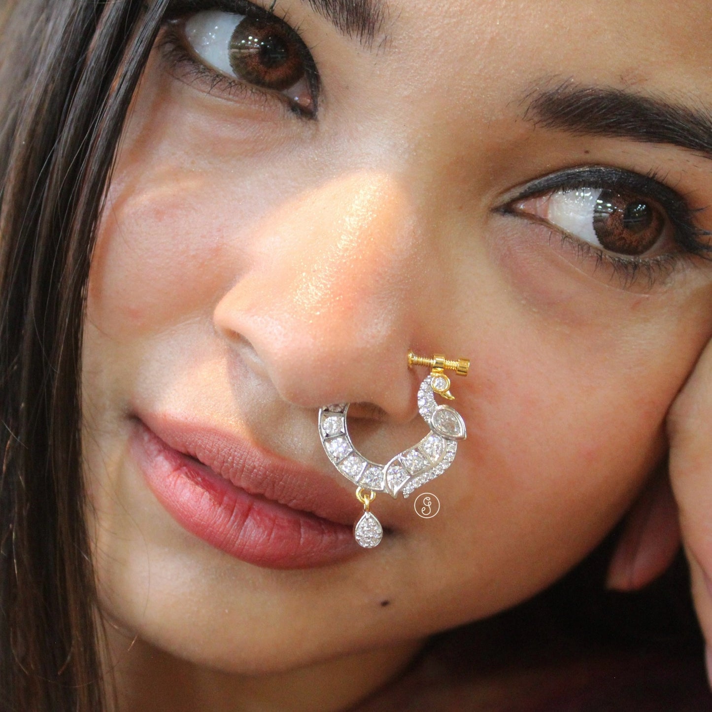 Two-Tone CZ Diamond Non-Piercing Press-On Nath