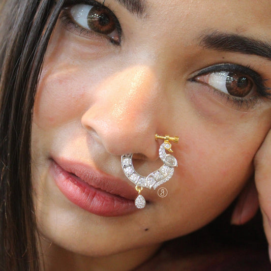 Two-Tone CZ Diamond Non-Piercing Press-On Nath