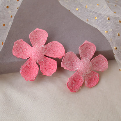 Pretty Pink Sugar Crust Floral Earrings