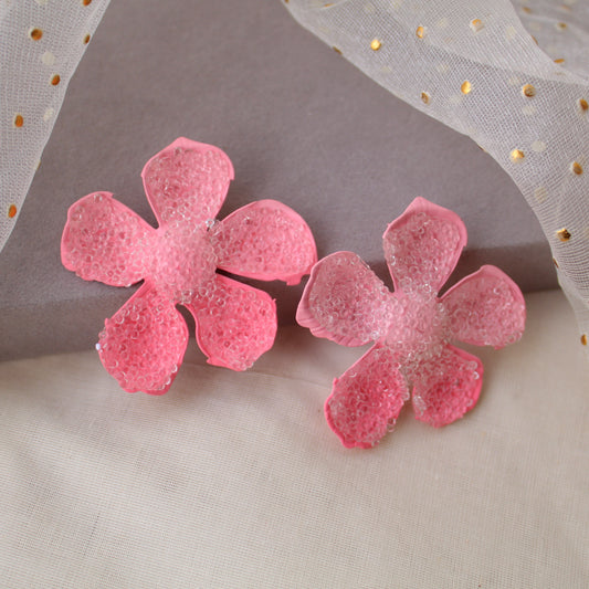 Pretty Pink Sugar Crust Floral Earrings