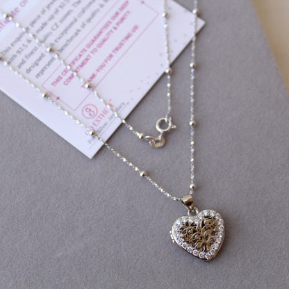 92.5 Pure Silver Chain With Secret Heart Pendant