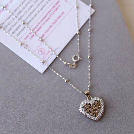 92.5 Pure Silver Chain With Secret Heart Pendant