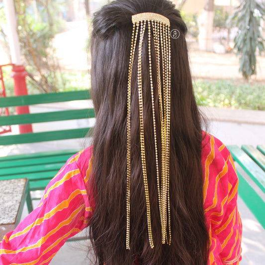 Stunning Golden Diamond Strings Hair Buckle