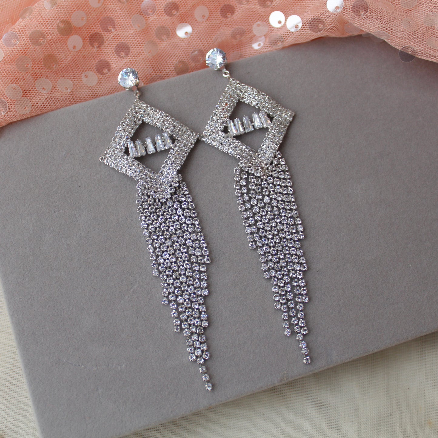 Silver Diamonds Long Yet Lightweight Earrings