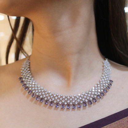 Lavender CZ Diamond Necklace Set